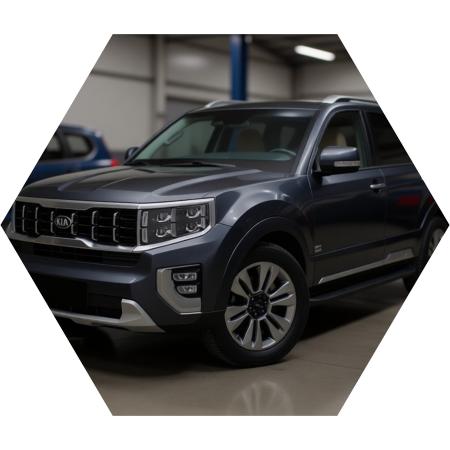 Киа Мохаве готовится к замене радиатора кондиционера в автотехцентре